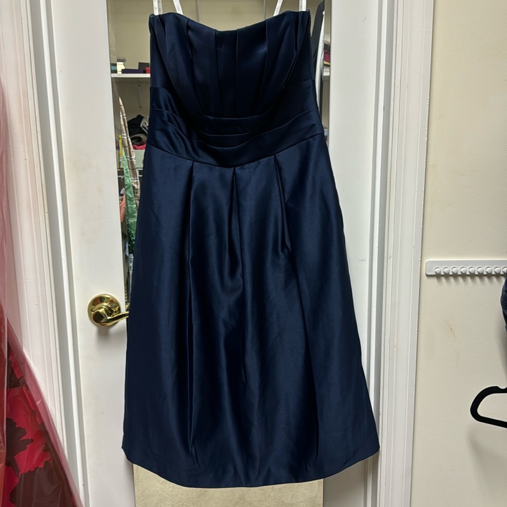 Navy strapless dress